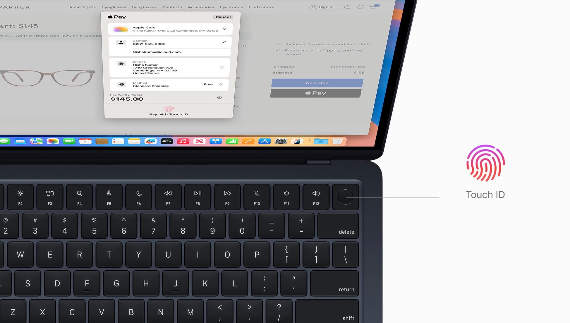 اسکنر اثر انگشت تاچ آیدی مک بوک ایر M4